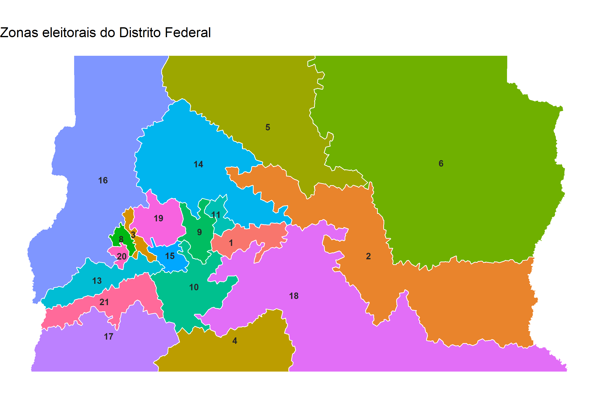 Figura 1: Divisão das zonas eleitorais do Distrito Federal