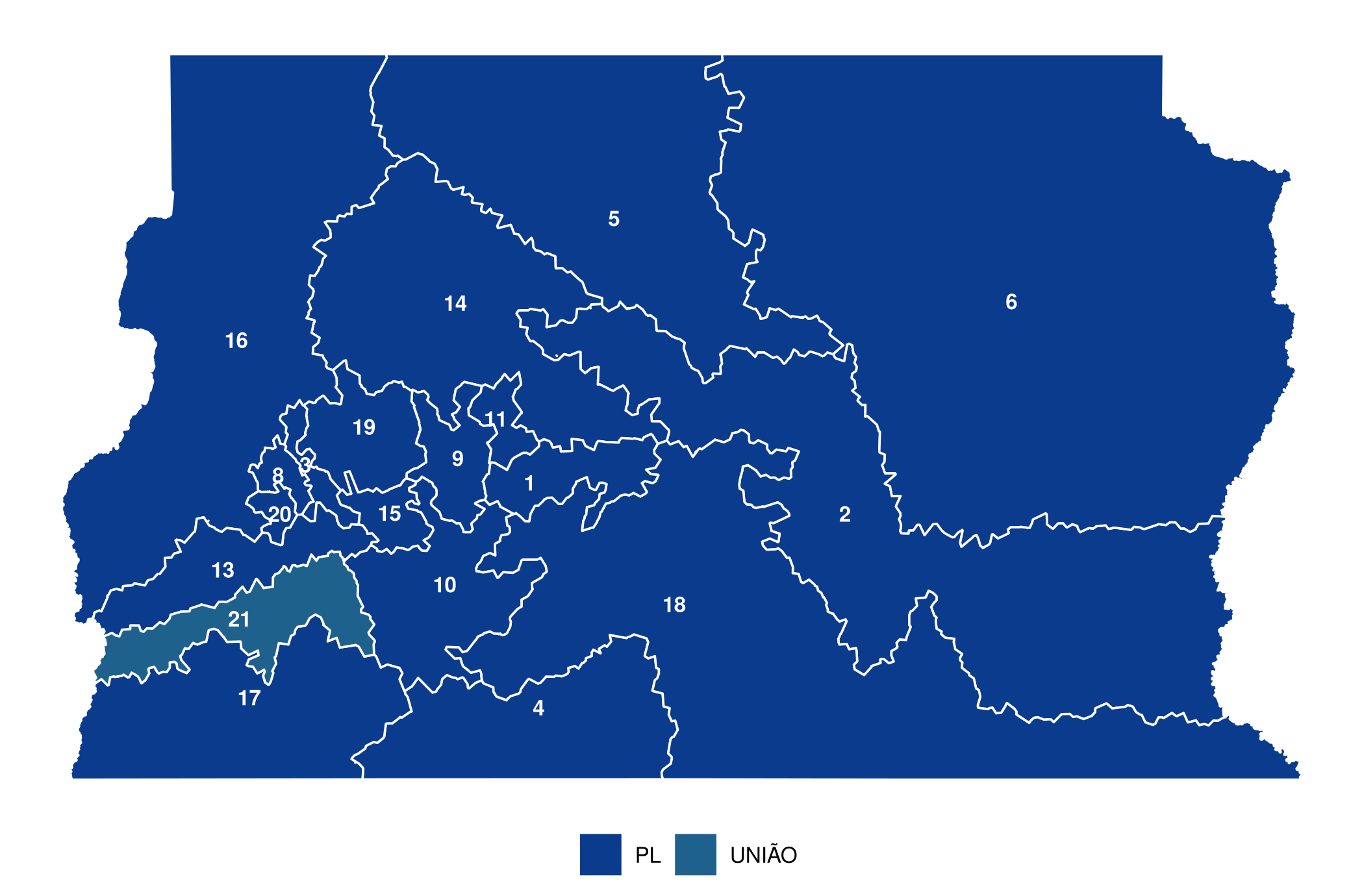 Figura 4: Deputado Federal: partido com mais votos nominais em cada zona eleitoral do DF